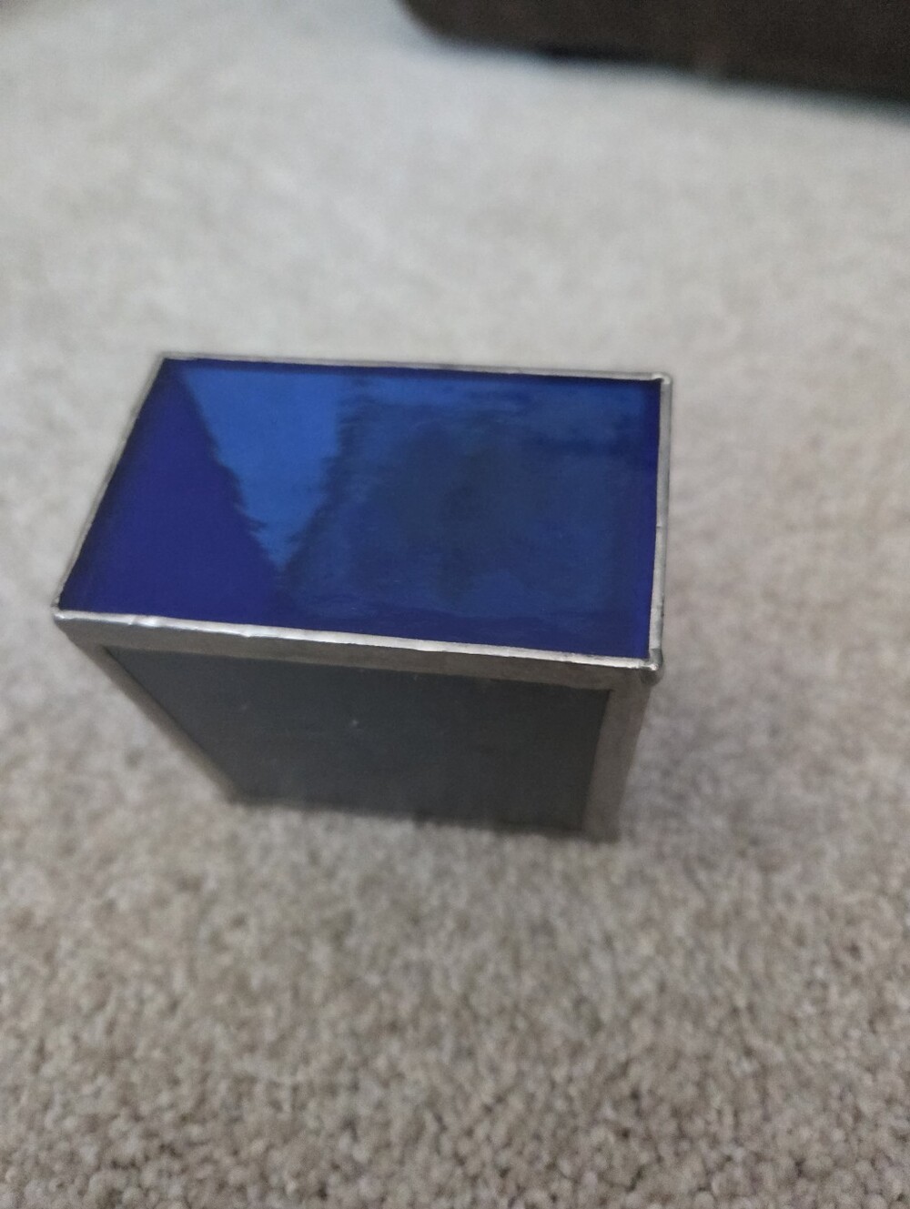 Blue Stained Glass Trinket Box with Pressed Flower Lid - Picture 3 of 5